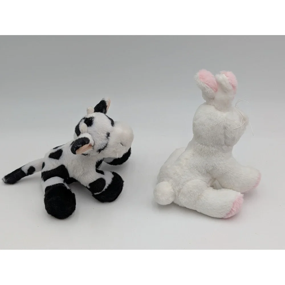 Ganz Soft Spots Cow Rabbit Cat Pal Plush‎ Lot White Black Farm Animal